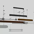 Modern Interior Design With Sleek Linear Pendant Lights In Brown White Black 3d model