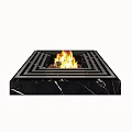 Stylish Square Fireplace With Burning Flames Black Marble Base And Layered Frame 3d model