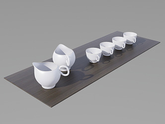 Modern Tea Cup Tea Set 3d model