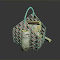 Woven Storage Basket With Towels And Rolled Items For Household Use