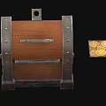 Open Wooden Treasure Chest With Metal Accents And Gold Coins Alongside Red Gemstone