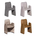 Modern Minimalist Armchairs In Plaid Light Gray Beige And Brown Fabric