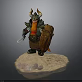 Female Warrior 3D Model In Armor Holding Shield And Sword On Sand