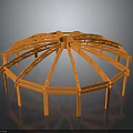 Orange Circular Building Dome Framework With Steel Frame And Geometric Design Elements 3d model