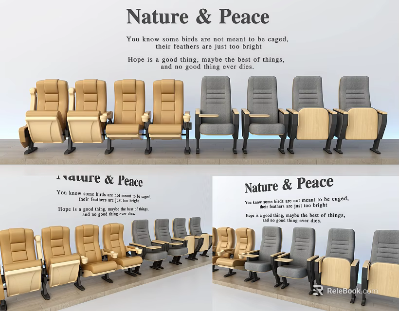 Nature And Peace Themed Comfortable Theater Seats With Modern Design And Neutral Tones 3d model 