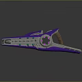 Futuristic Purple Metallic Weapon Featuring Glowing Core And Sleek Mechanical Design