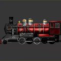 Vintage Red Steam Train Model With Black Chimney And Gold Accents