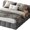 Modern Double Bed Interior Design With Gray Upholstered Frame White Bedding Nightstands And Blanket