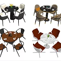 Modern Round Dining Table And Chair Sets With Various Color Options And Decorative Elements 3d model