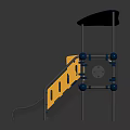 Outdoor Kids Playground Equipment With Slide Stairs Transparent Tunnel And Yellow Blue Canopy