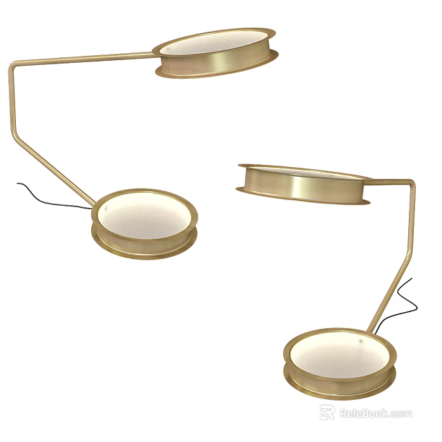 Modern Golden Table Lamp With Adjustable Arm And Round Base Design 3d model