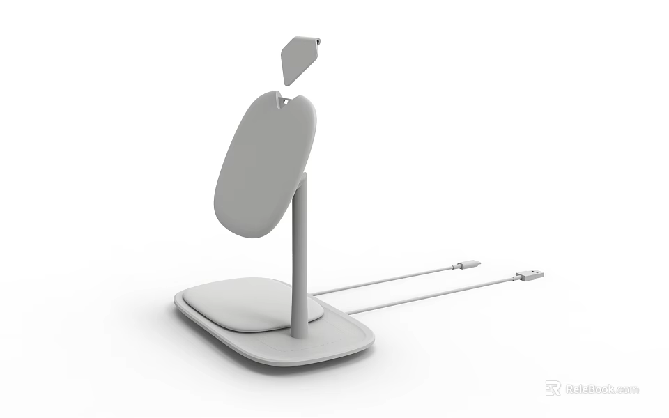 Practical Household Stand With Stable Base Oval Top Plate And Charging Cable 3d model 