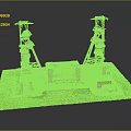 Cartoon Style Industrial Scene Model With Two Tall Towers And Green Grass