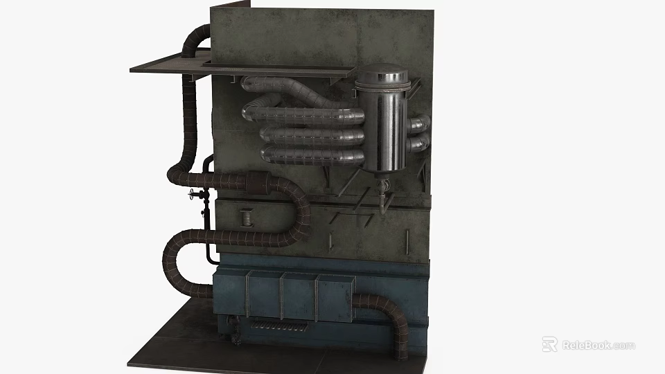 Industrial Metal Pipes Structure With Multiple Connected Tubes And Equipment 3d model 