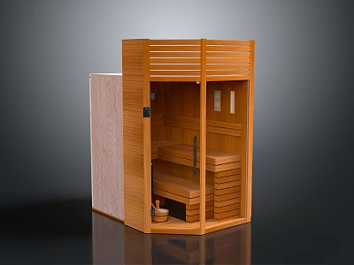 Wooden Sauna Room With Hexagonal Design Indoor Comfortable Seats And Relaxation Space 3d model