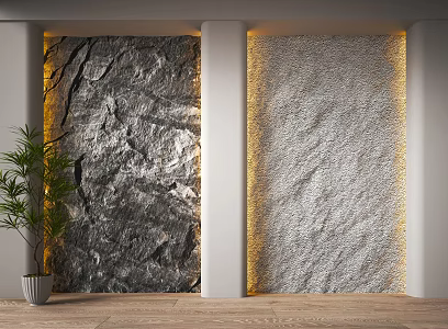 modern rubble wall molten rock 3d model