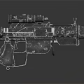 Futuristic Tactical Gun With Metallic Design Scope Attachment And Black Finish