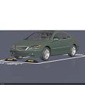 Green Acura Sedan Parked In Branded Parking Space With Yellow Sensors