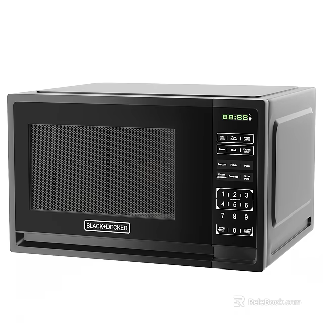 Black+Decker Black Microwave Oven With Digital Display And Control Panel For Kitchen Appliance Use 3d model