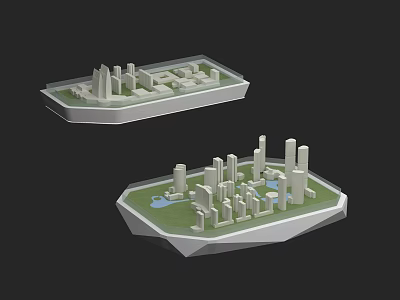 Detailed Urban Sand Table Model With High Rises Green Areas And Water Features 3d model