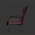 Classic Armchair with Red Upholstery and Wooden Carved Frame in Elegant Vintage Design
