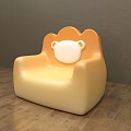 Cute Yellow Single Sofa With Cartoon Shaped Backrest And White Pattern 3d model