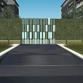 Modern Garden Landscape Design With Pathway Central Decorative Screen And Green Walls