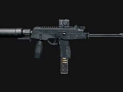 Black Tactical Rifle with Scope Magazine and Modern Accessory Details 3d model