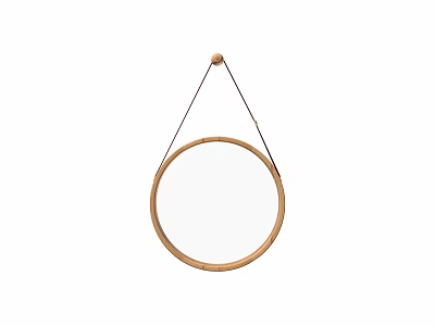 Circular Wooden Frame Hanging Mirror for Modern Home Wall Decor 3d model