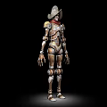 Game Movie Character Western Style Cowboy Robot With Brown Metal Armor Hat And Red Scarf
