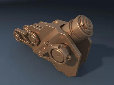 3D Rendered Metallic Mechanical Component with Intricate Gears and Circular Elements 3d model