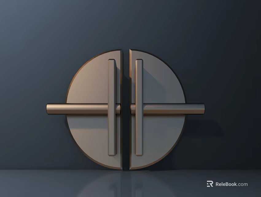 Modern Circular Metal Door Handle With Symmetric Design And Shiny Surface On Dark Background 3d model 