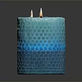 Elegant Blue Household Candle With Honeycomb Texture And Burning Wicks