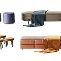 Modern sofa stool sofa stool combination 3d model
