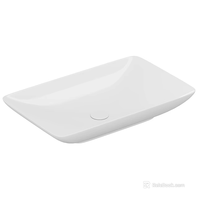 White Square Ceramic Washbasin With Sleek Modern Design For Bathroom 3d model 