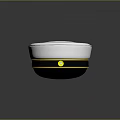 White Flat Top Hat With Black And Yellow Strap And Yellow Badge Design