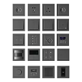 Various Modern Electrical Switches And Power Sockets With Control Panels 3d model