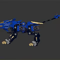 Blue Mechanical Beast Character With Yellow Eyes Sharp Claws And Spiked Tail 3d model