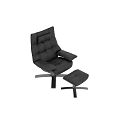 Modern Comfortable Black Leather Recliner Chair With Ottoman And Metal Base