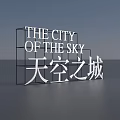 3D Typography Design Featuring The City Of The Sky Text On Gradient Background