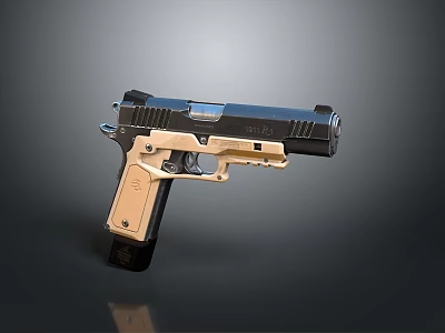 Modern Tactical Pistol With Black Slide Tan Grip And Sleek Barrel Design 3d model