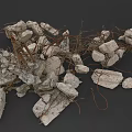 Natural Wood Pieces and Stone Chunks with Twisted Vines and Loose Dirt