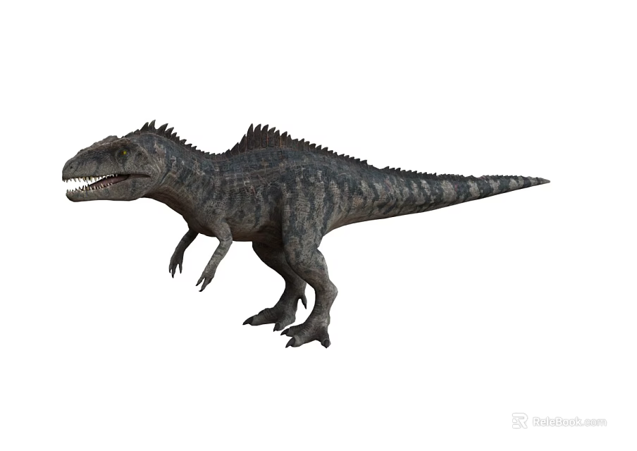 Realistic Dinosaur Model With Spiked Back Sharp Teeth And Textured Skin In Standing Posture 3d model