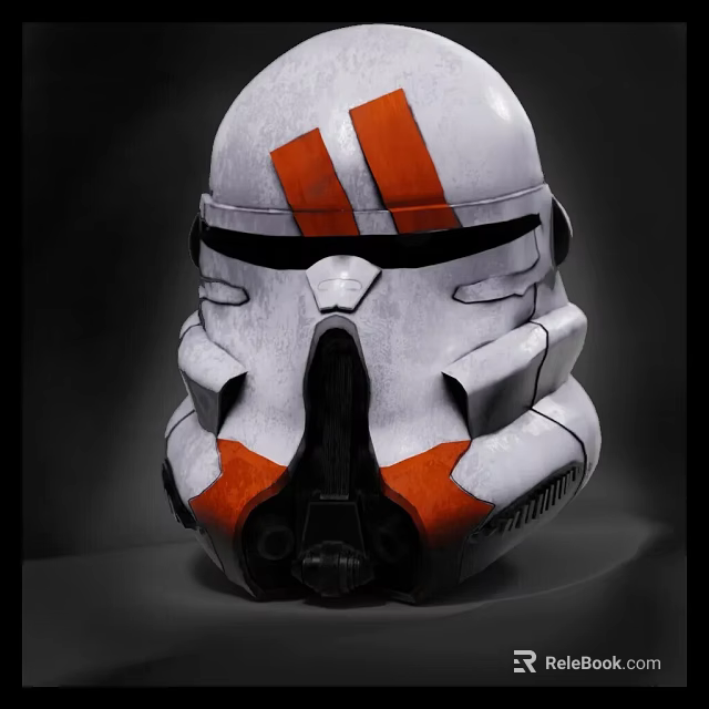 White And Orange Sci Fi Helmet Featuring Distinctive Stripe Design For Cosplay Use 3d model 