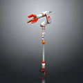 Game Movie Character's Silver Red Orange Mechanical Weapon with Slender Jointed Structure