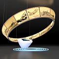 Circular Art Installation With Historical Images And Illuminated White Base
