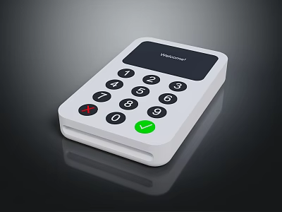 NewPos White Payment Terminal With Numeric Keypad Red Cancel And Green Confirm Buttons 3d model