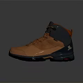 Orange High Top Leather Outdoor Hiking Shoes With Black Thick Soles And Laces