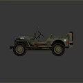 Classic Olive Green Military Jeep With Canvas Top Star Emblem And Off Road Tires