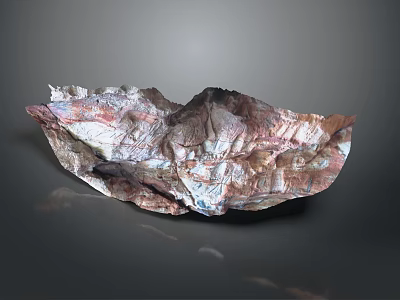Colorful Terrain On Crinkled Paper With Red White Blue Folded Texture 3d model